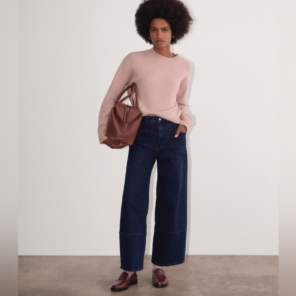Everlane The Coccoon Crew Sweater In Plush Cotton Wool Alpaca Pink NWT - Picture 12 of 14